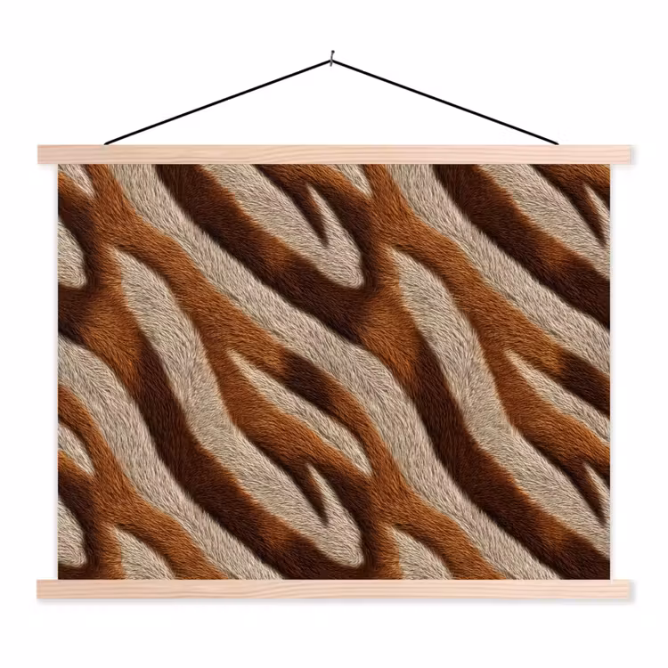 Zebra - Bruin - Patroon textielposter latten blank klein 122 -3d