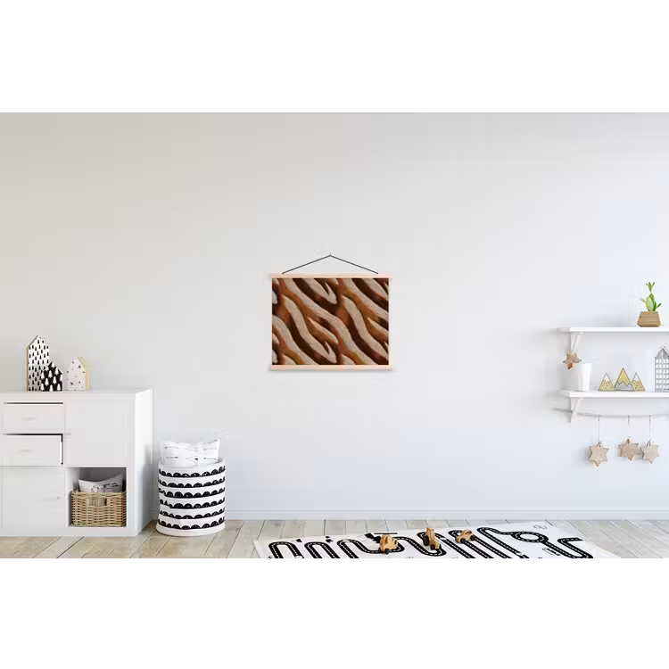 Zebra - Bruin - Patroon textielposter latten blank klein 122 -kinderkamer