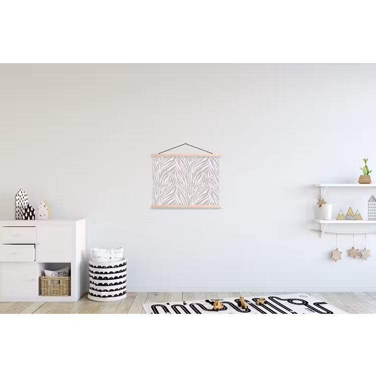 Zebra - Motief - Grijs textielposter latten blank klein 122 -kinderkamer