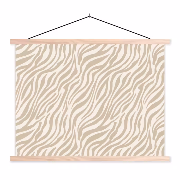 Zebra - Patroon - Beige textielposter latten blank klein 122 -3d