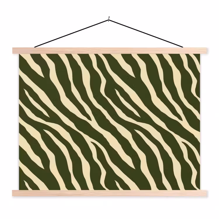 Zebra - Patroon - Groen textielposter latten blank klein 122 -3d