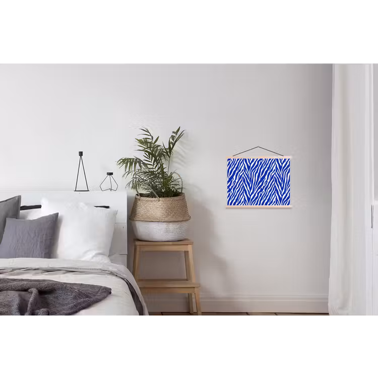 Zebra - Patroon - Kobalt - Blauw textielposter latten blank klein 122 -woonkamer