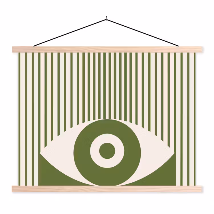 Abstract - Oog - Strepen - Modern - Groen textielposter latten blank klein -3d
