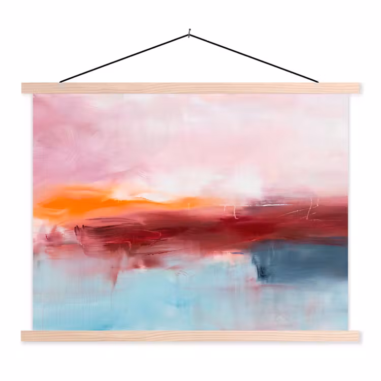 Abstract - Kleuren - Modern - Kunst - Roze textielposter latten blank klein -3d
