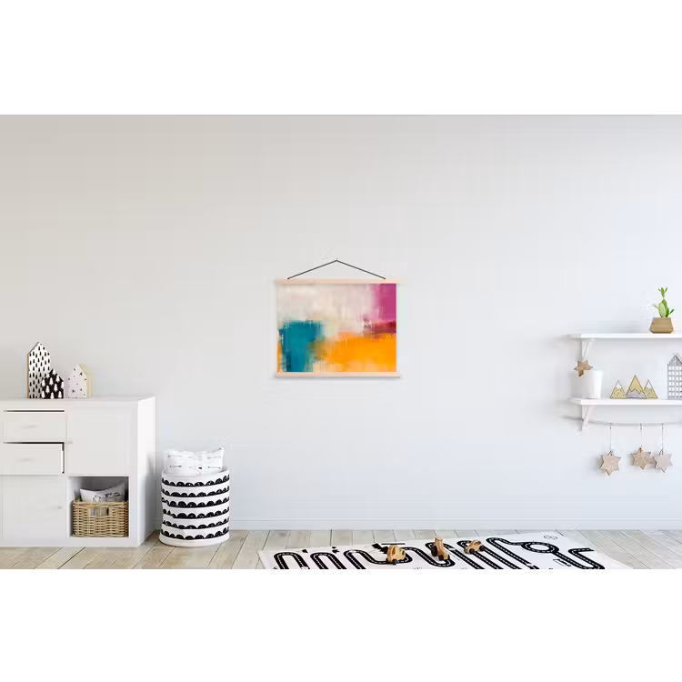 Abstract - Kleurrijk - Modern - Kunst - Oranje textielposter latten blank klein -kinderkamer