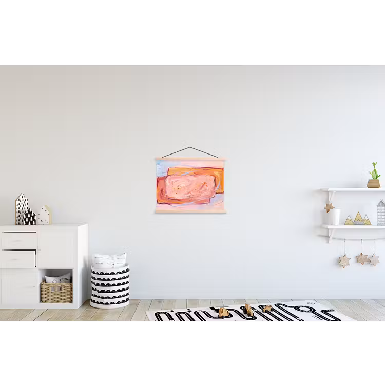 Abstract - Vormen - Modern - Roze textielposter latten blank klein -kinderkamer