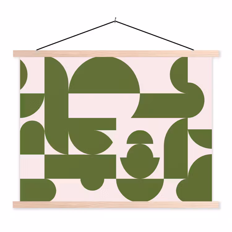 Abstract - Geometrie - Modern - Groen - Wit textielposter latten blank klein -3d