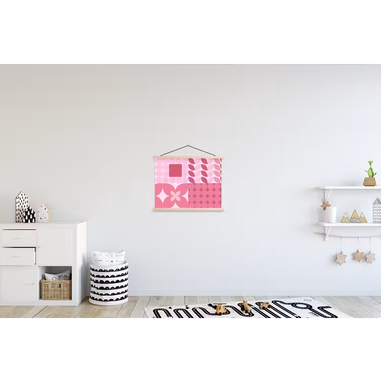 Abstract - Geometrisch - Patroon - Modern - Roze textielposter latten blank klein -kinderkamer