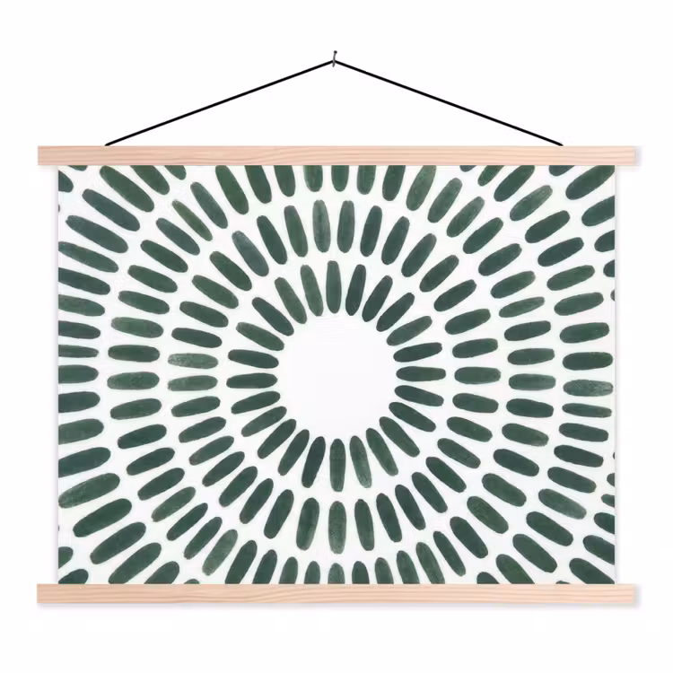 Abstract - Cirkel - Patroon - Modern - Groen textielposter latten blank klein -3d