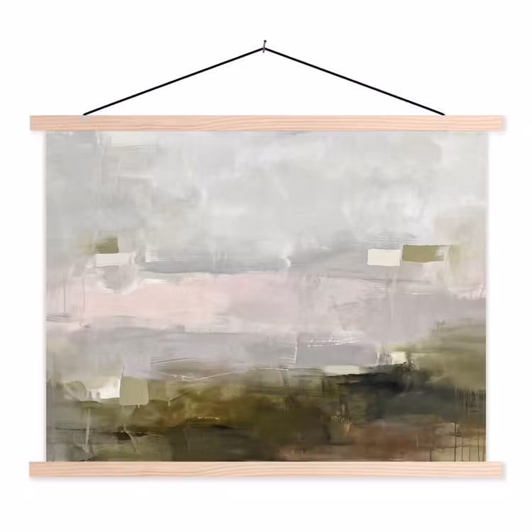 Abstract - Gelaagd - Kunst - Modern - Grijs-Groen textielposter latten blank klein -3d
