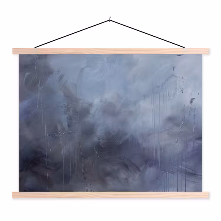 Abstract - Kwaststreken - Modern - Kunst - Grijs textielposter latten blank klein -3d