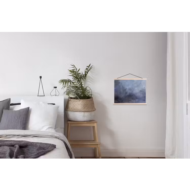 Abstract - Kwaststreken - Modern - Kunst - Grijs textielposter latten blank klein -woonkamer