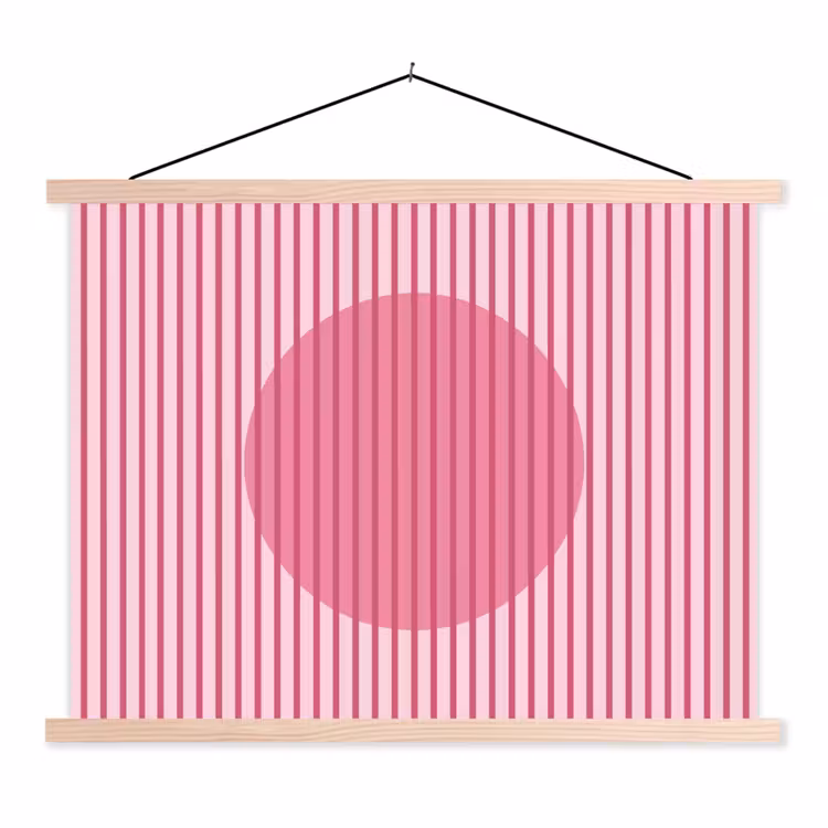 Abstract - Strepen - Ovaal - Roze - Modern textielposter latten blank klein -3d