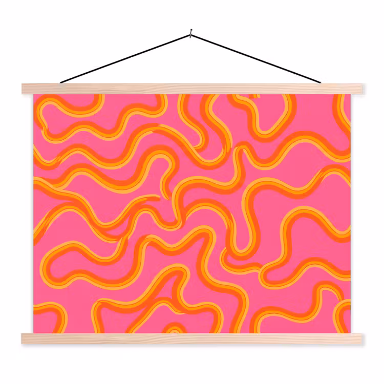 Abstract - Golvende lijnen - Modern - Kleurrijk textielposter latten blank klein -3d