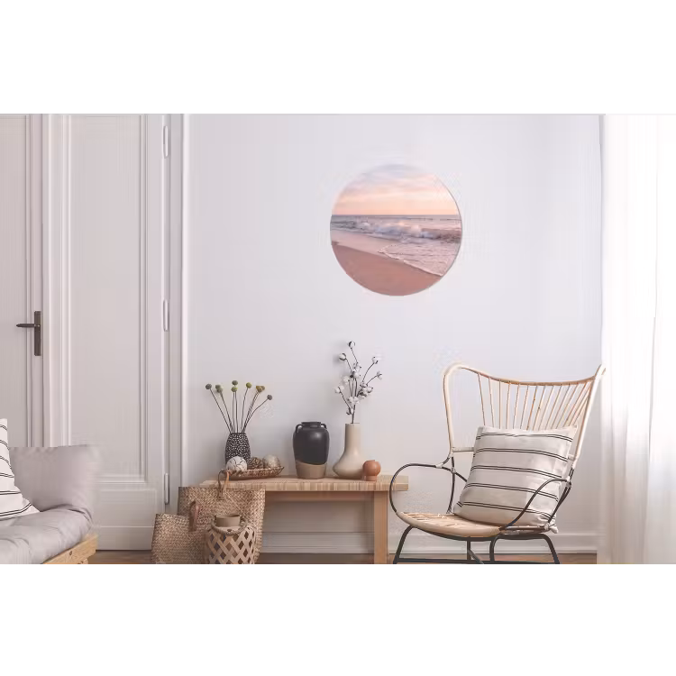 Strand - Zee - Golven - Natuur - Zonsondergang Wandcirkel aluminium klein -woonkamer