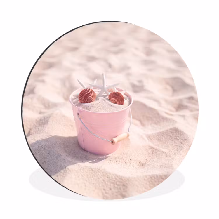 Strand - Schelpen - Zomer - Roze - Decoratie Wandcirkel aluminium klein -3d