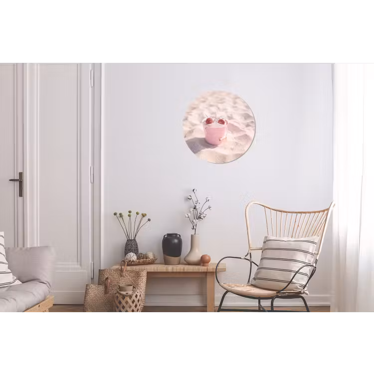 Strand - Schelpen - Zomer - Roze - Decoratie Wandcirkel aluminium klein -woonkamer