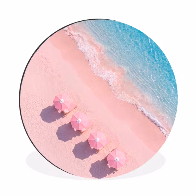 Strand - Roze zand - Zee - Zomer - Natuur Wandcirkel aluminium klein -3d