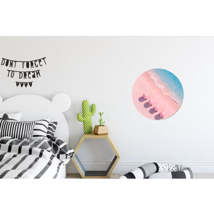 Strand - Roze zand - Zee - Zomer - Natuur Wandcirkel aluminium klein -kinderkamer