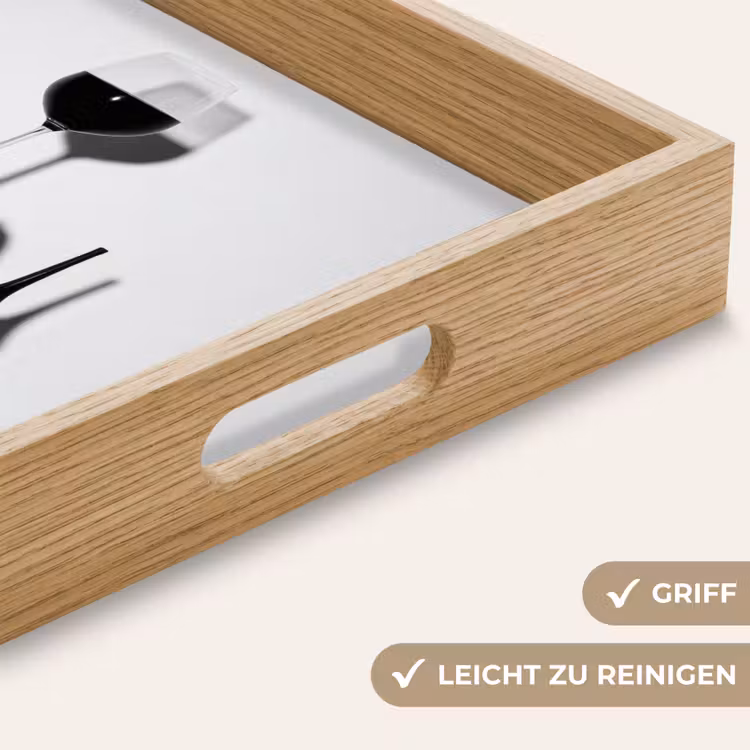 Hak - Wijn - Minimalistisch - Zwart Dienblad Rechthoek middel -USP_HandgreepDE