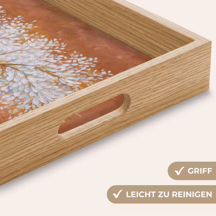 Abstract - Boom - Wit - Bladeren Dienblad Rechthoek middel -USP_HandgreepDE