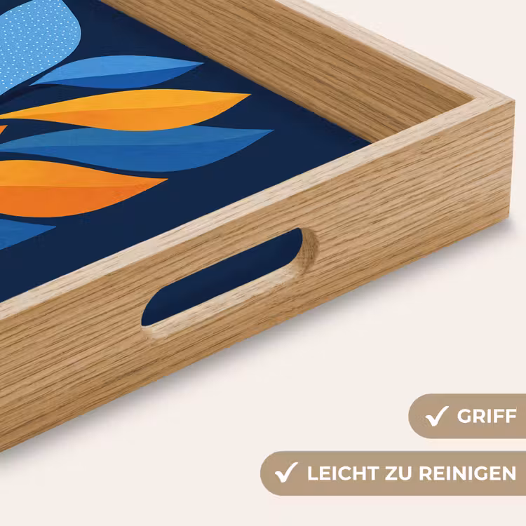 Abstract - Bladeren - Blauw Dienblad Rechthoek middel -USP_HandgreepDE
