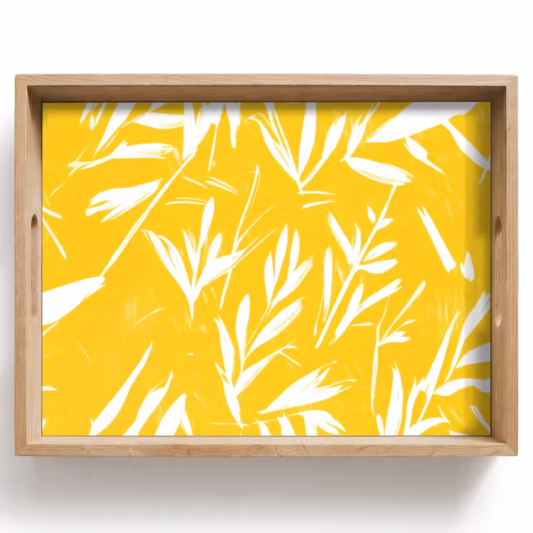 Abstract - Bladeren - Geel - Penseelstreken Dienblad Rechthoek middel -z3d_shopping