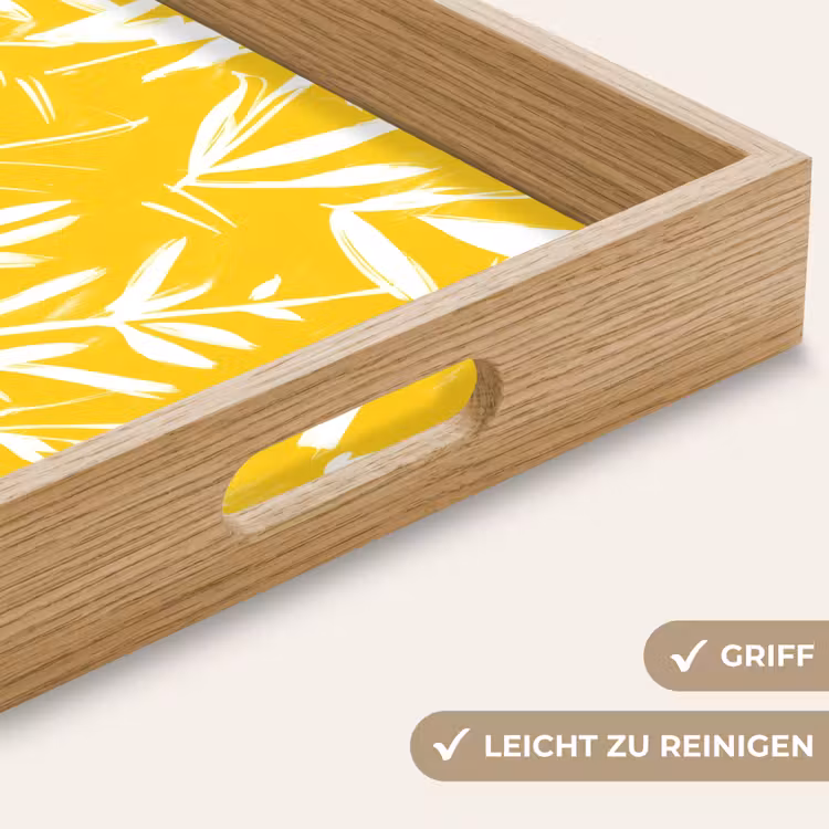 Abstract - Bladeren - Geel - Penseelstreken Dienblad Rechthoek middel -USP_HandgreepDE