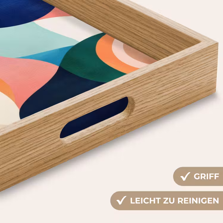 Abstract - Blauw - Roze Dienblad Rechthoek middel -USP_HandgreepDE