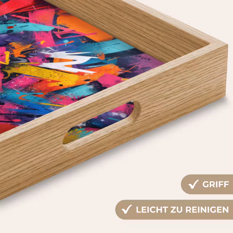 Abstract - Explosie - Neonkleuren Dienblad Rechthoek middel -USP_HandgreepDE