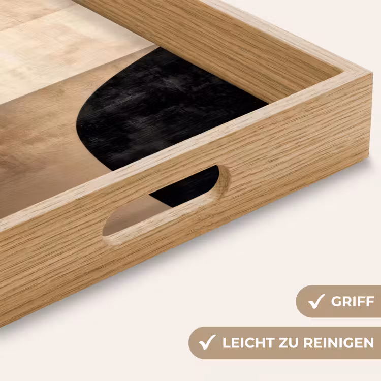 Abstract - Vlakken - Zwart - Rond Dienblad Rechthoek middel -USP_HandgreepDE