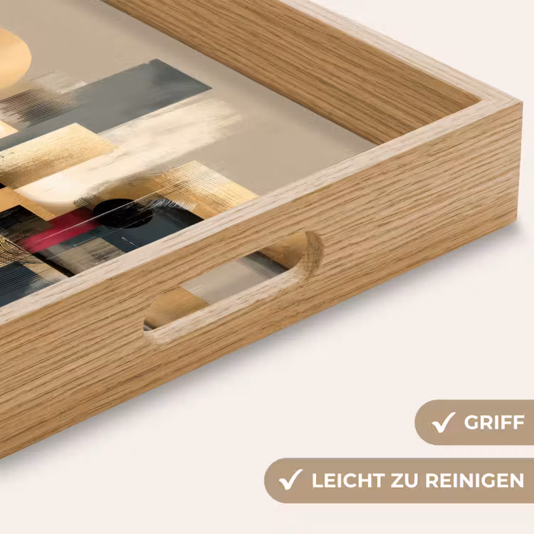 Abstract - Vormen - Beige - Texturen Dienblad Rechthoek middel -USP_HandgreepDE