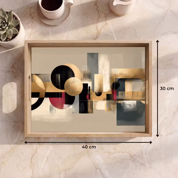 Abstract - Vormen - Beige - Texturen Dienblad Rechthoek middel -USP_Formaat