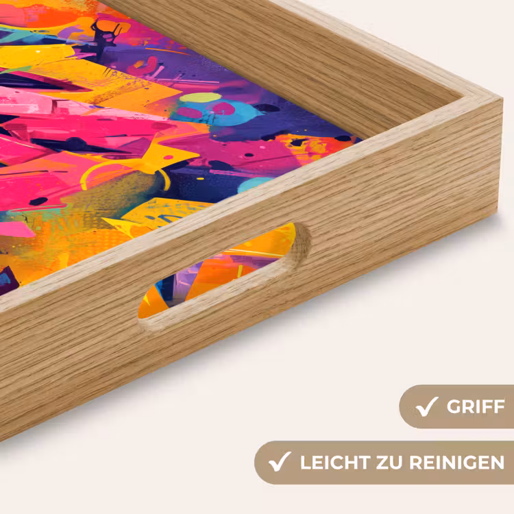 Abstract - Vormen - Kleurrijk Dienblad Rechthoek middel -USP_HandgreepDE