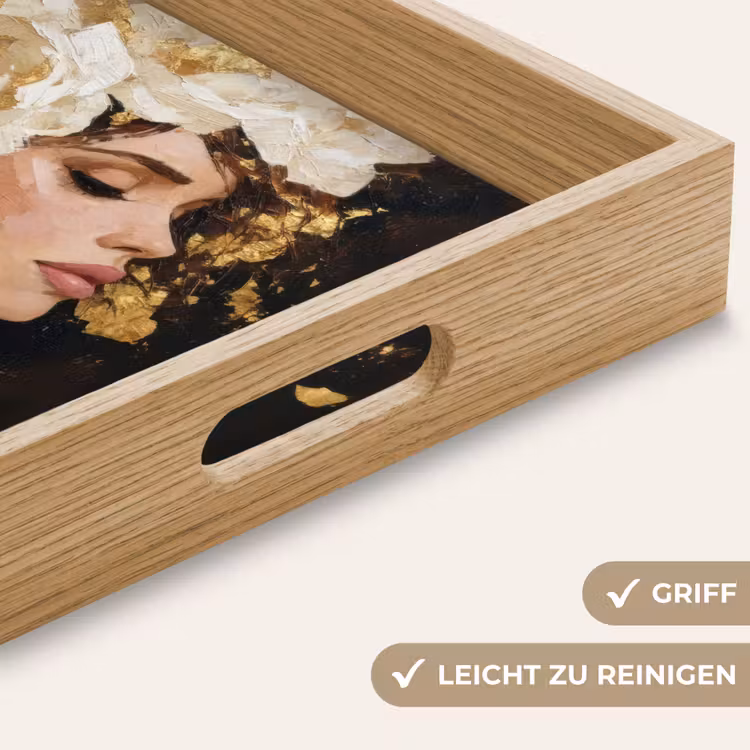Abstract - Vrouw - Bloemen - Wit Dienblad Rechthoek middel -USP_HandgreepDE