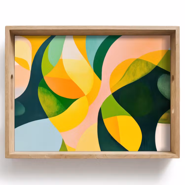 Abstract - Geel - Roze - Groen Dienblad Rechthoek middel -z3d_shopping