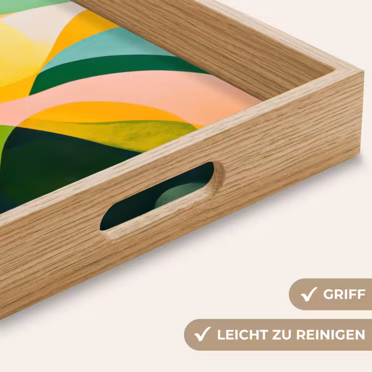 Abstract - Geel - Roze - Groen Dienblad Rechthoek middel -USP_HandgreepDE
