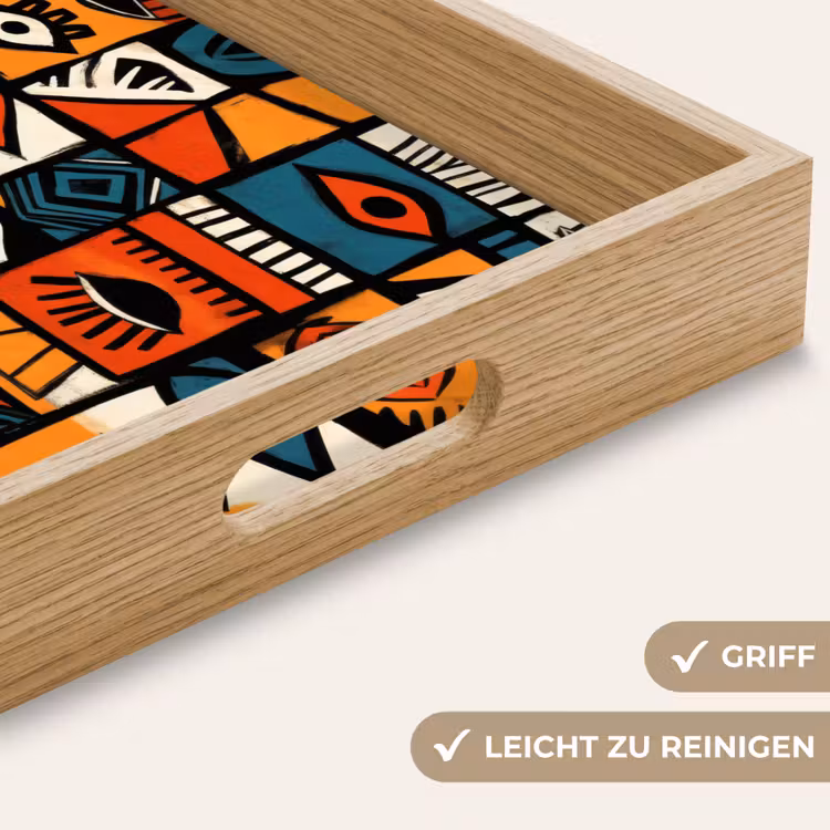 Abstract - Gezichten - Mozaïek Dienblad Rechthoek middel -USP_HandgreepDE