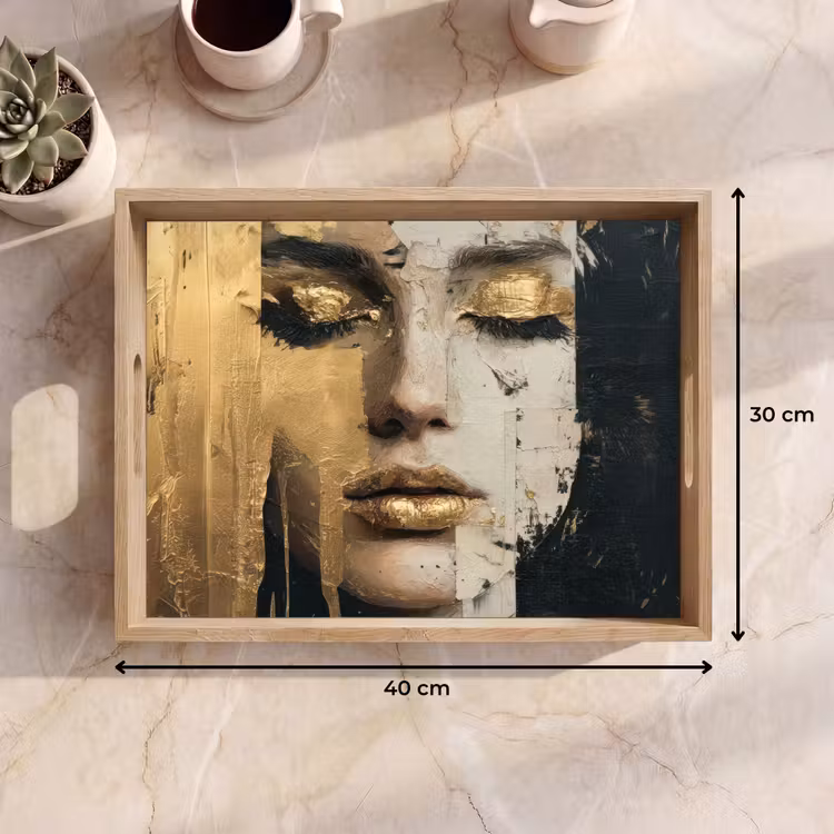 Abstract - Goud - Gezicht - Lippen Dienblad Rechthoek middel -USP_Formaat