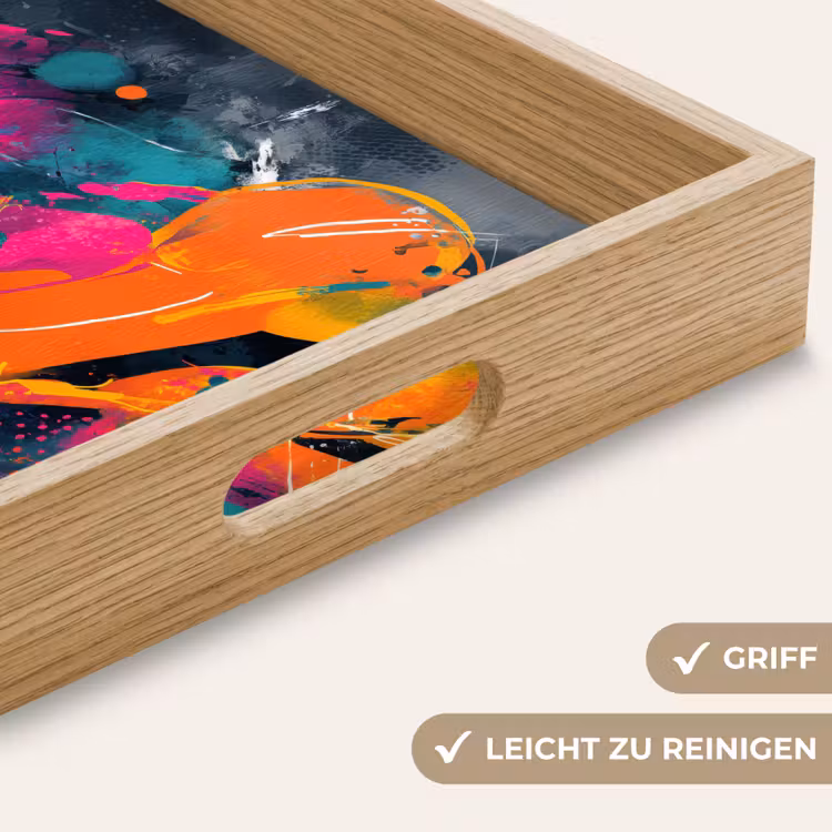 Abstract - Graffiti - Kleurrijk - Verfspatten Dienblad Rechthoek middel -USP_HandgreepDE