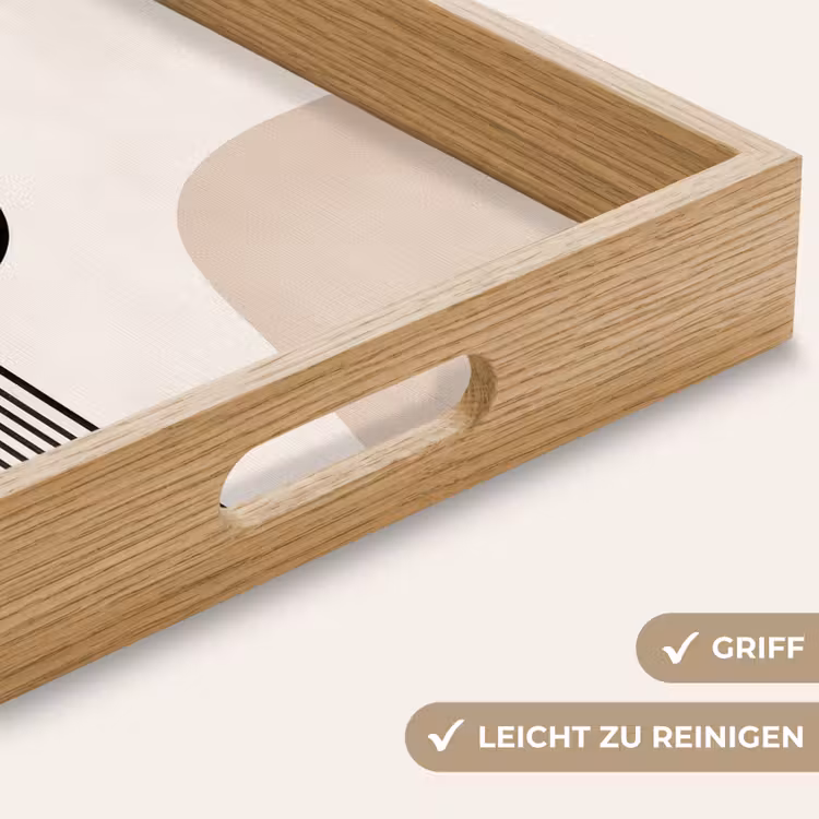 Abstract - Japandi - Beige - Modern Dienblad Rechthoek middel -USP_HandgreepDE