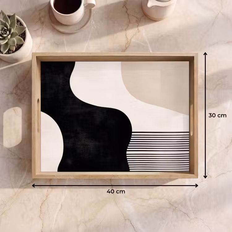 Abstract - Japandi - Beige - Modern Dienblad Rechthoek middel -USP_Formaat