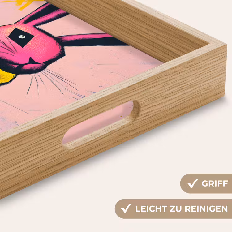 Abstract - Konijn - Sjaal - Geel Dienblad Rechthoek middel -USP_HandgreepDE