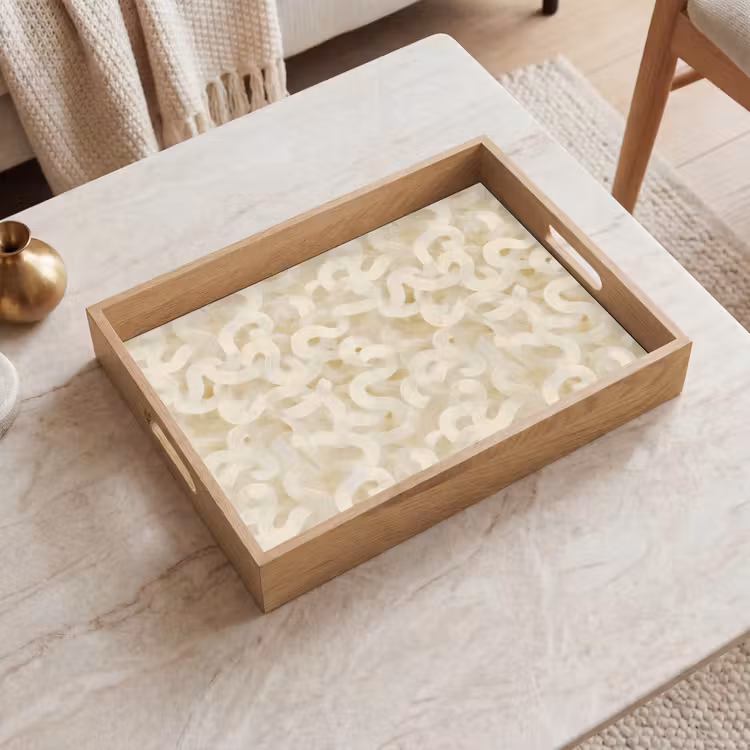 Abstract - Lijnen - Beige Dienblad Rechthoek middel 911 -sfeer1