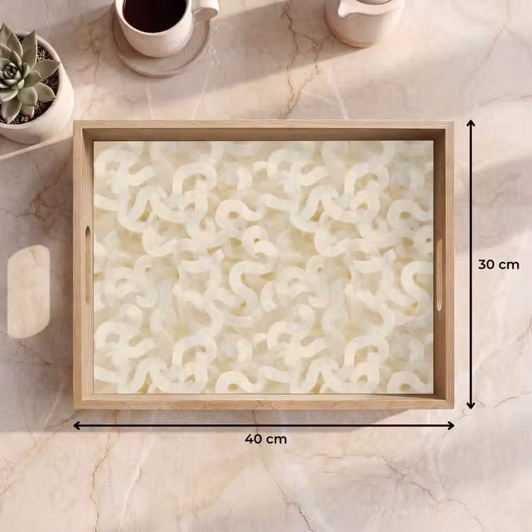 Abstract - Lijnen - Beige Dienblad Rechthoek middel 911 -USP_Formaat