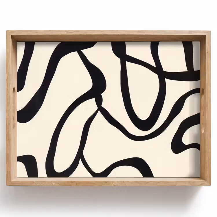 Abstract - Lijnen - Modern - Beige Dienblad Rechthoek middel -z3d_shopping