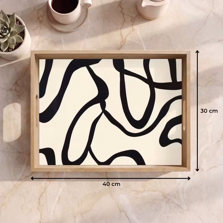 Abstract - Lijnen - Modern - Beige Dienblad Rechthoek middel -USP_Formaat