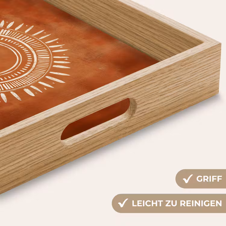 Abstract - Lijnen - Zonnestralen - Roodbruin Dienblad Rechthoek middel -USP_HandgreepDE