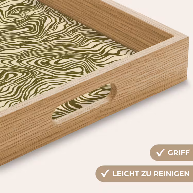 Abstract - Marmer - Groen Dienblad Rechthoek middel 911 -USP_HandgreepDE