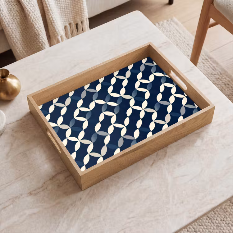 Abstract - Patroon - Blauw Dienblad Rechthoek middel 911 -sfeer1